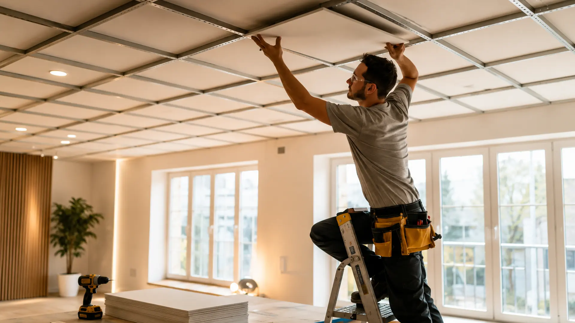 Roofing contractor installing a home ceiling in Tampa