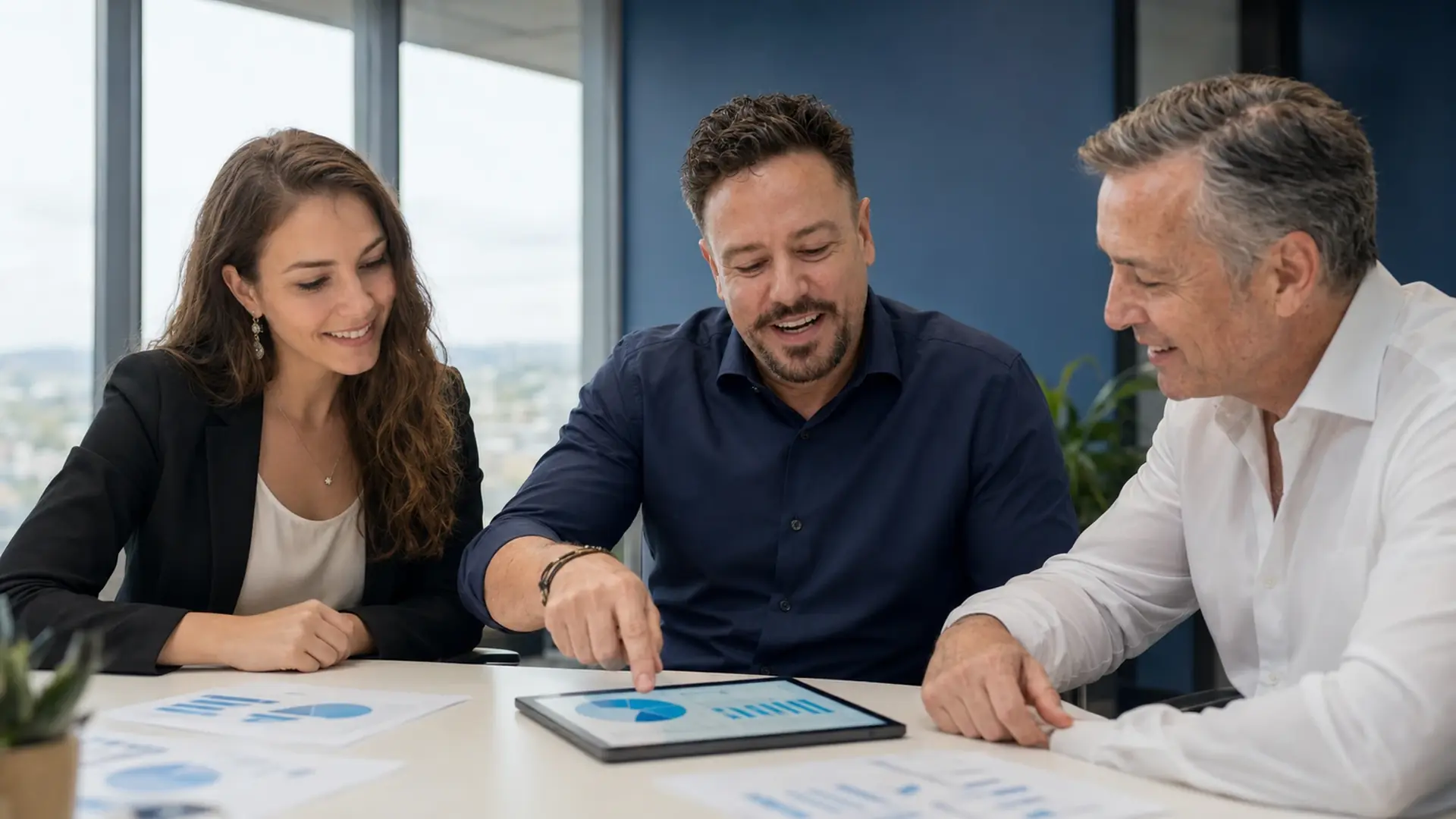 Baycoast Media team meeting with a local business client